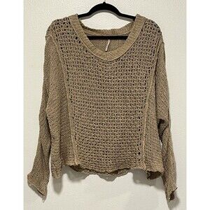 Free People Women's Cotton Blend Sweater Size Small Tan Open Knit Beach Boho